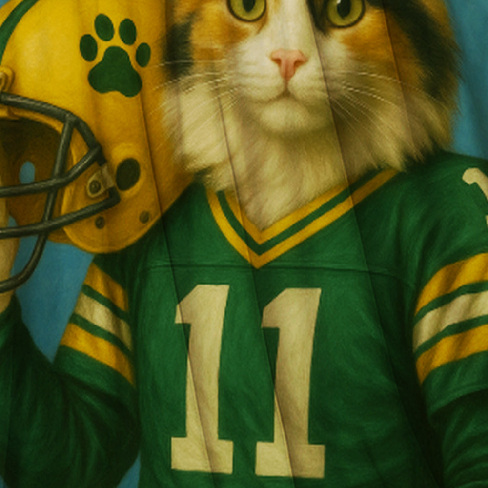 Custom Cat Photo Football Player Blanket