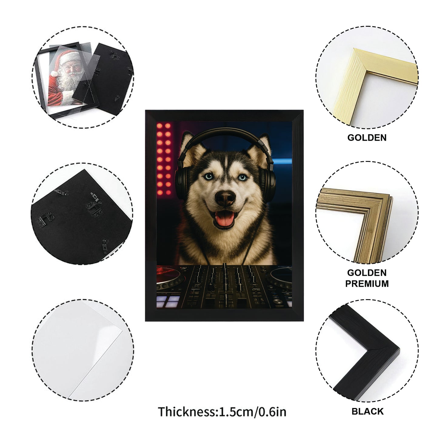 Custom Photo Dj Dog Canvas Framed Wall Art Gift For Dog Lovers