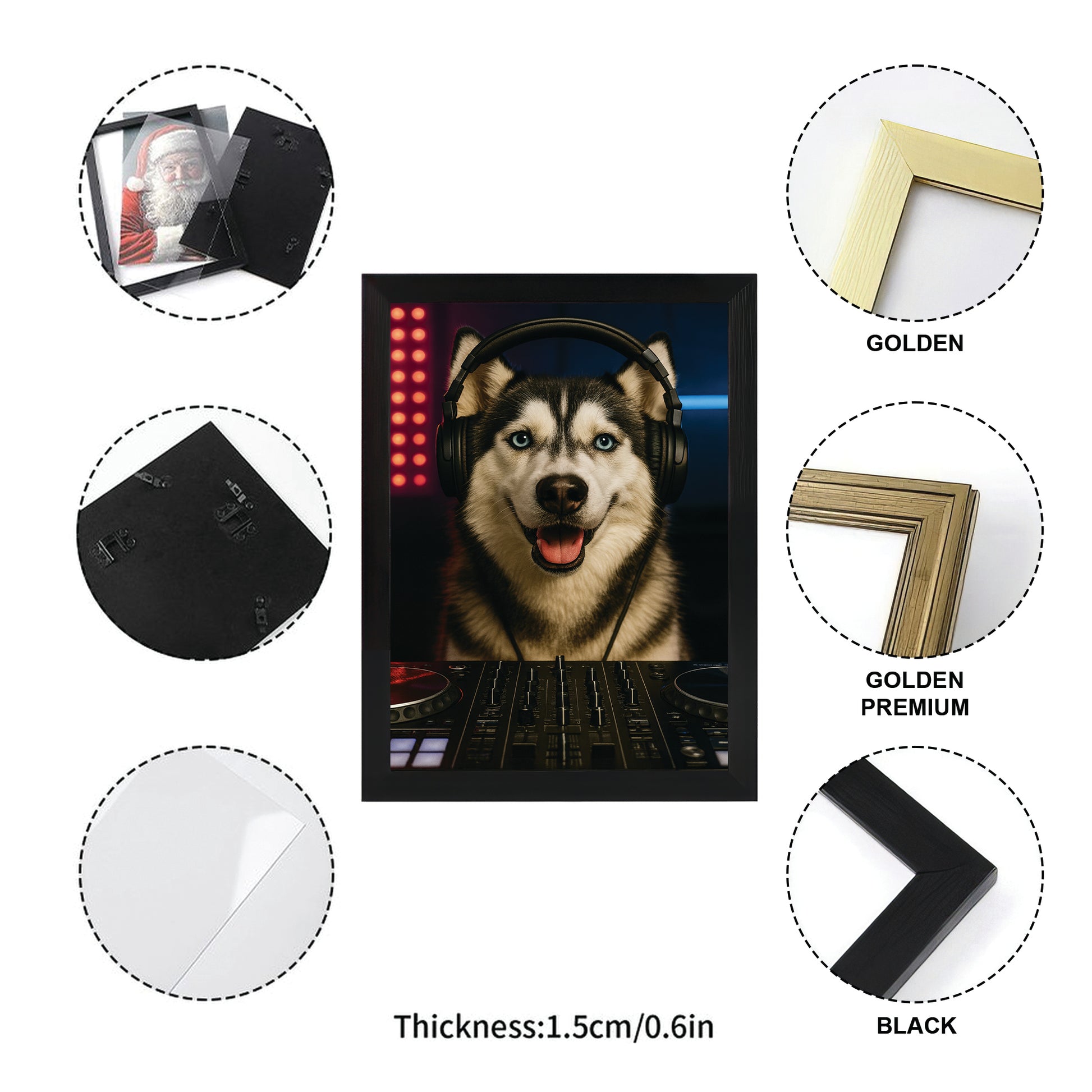 Custom Photo Dj Dog Canvas Framed Wall Art Gift For Dog Lovers