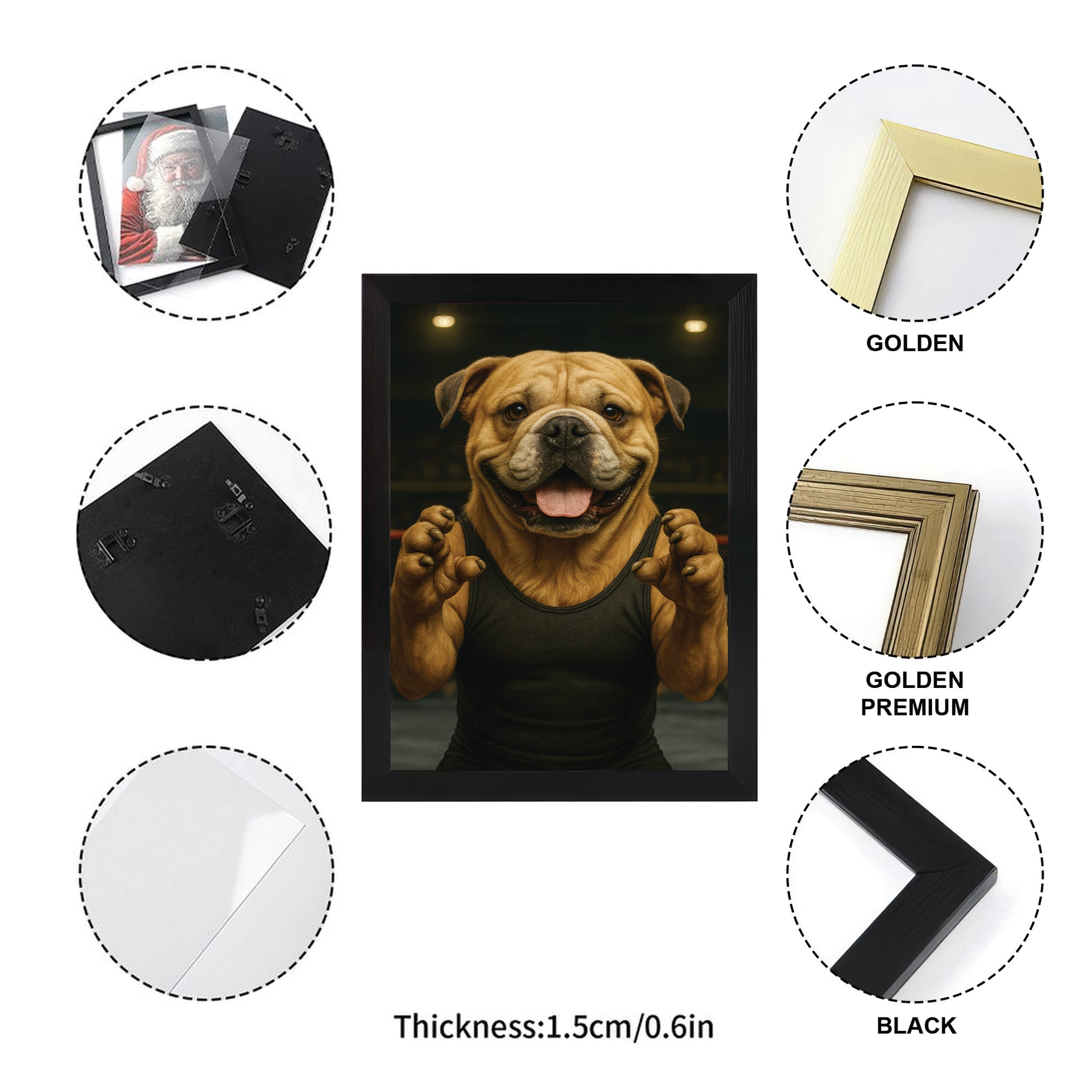 Custom Photo Wrestler Fighter Dog Canvas Framed Wall Art Gift For Dog Lovers