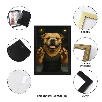 Custom Photo Wrestler Fighter Dog Canvas Framed Wall Art Gift For Dog Lovers