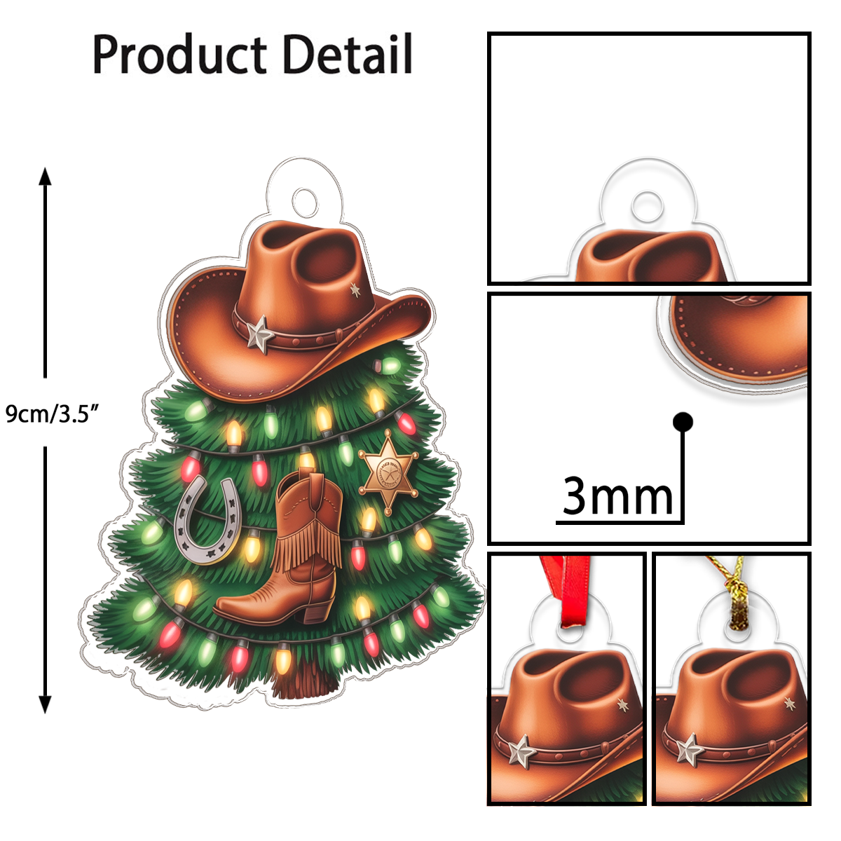 2D Acrylic Ornament Personalized Cowboy Christmas Tree Acrylic Ornament Christmas Gift
