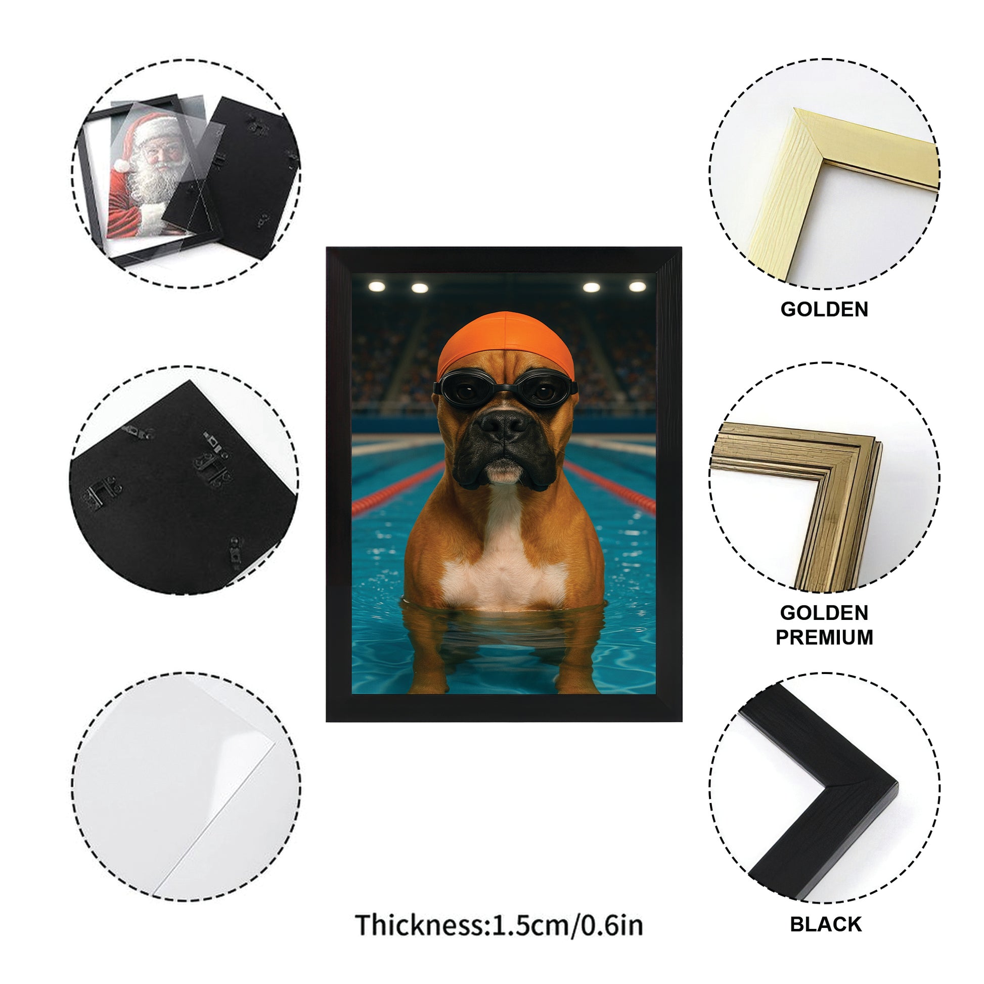 Custom Photo Swimmer  2 Dog Canvas Framed Wall Art Gift For Dog Lovers