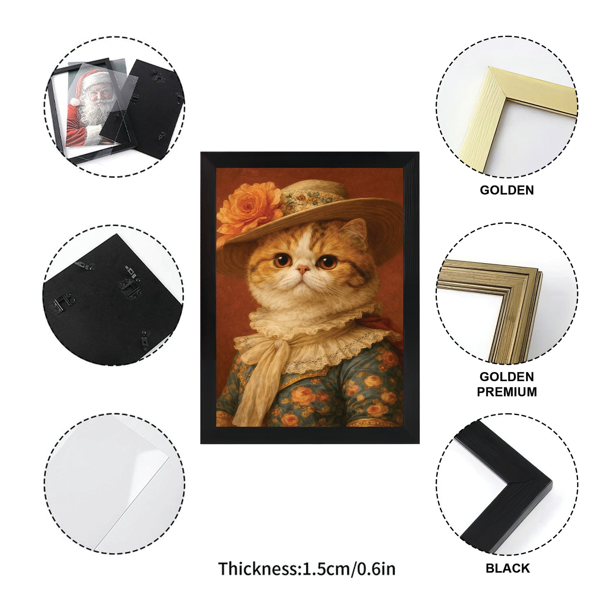 Custom Photo Cat Royal Style 05 Canvas Framed Wall Art Gift For Cat Lovers