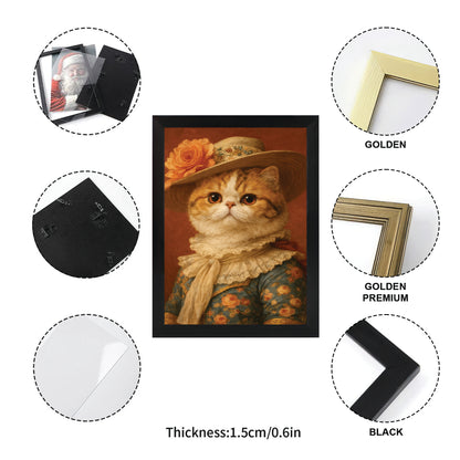 Custom Photo Cat Royal Style 05 Canvas Framed Wall Art Gift For Cat Lovers