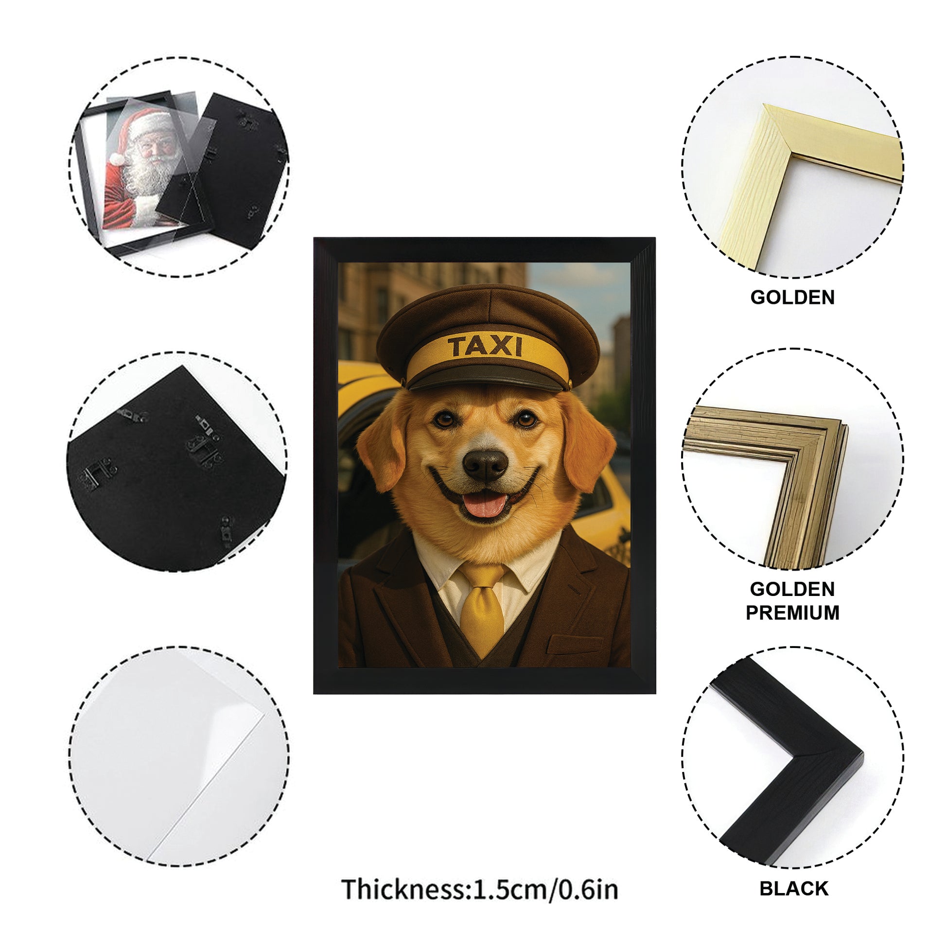 Custom Photo Taxi Driver Dog Canvas Framed Wall Art Gift For Dog Lovers