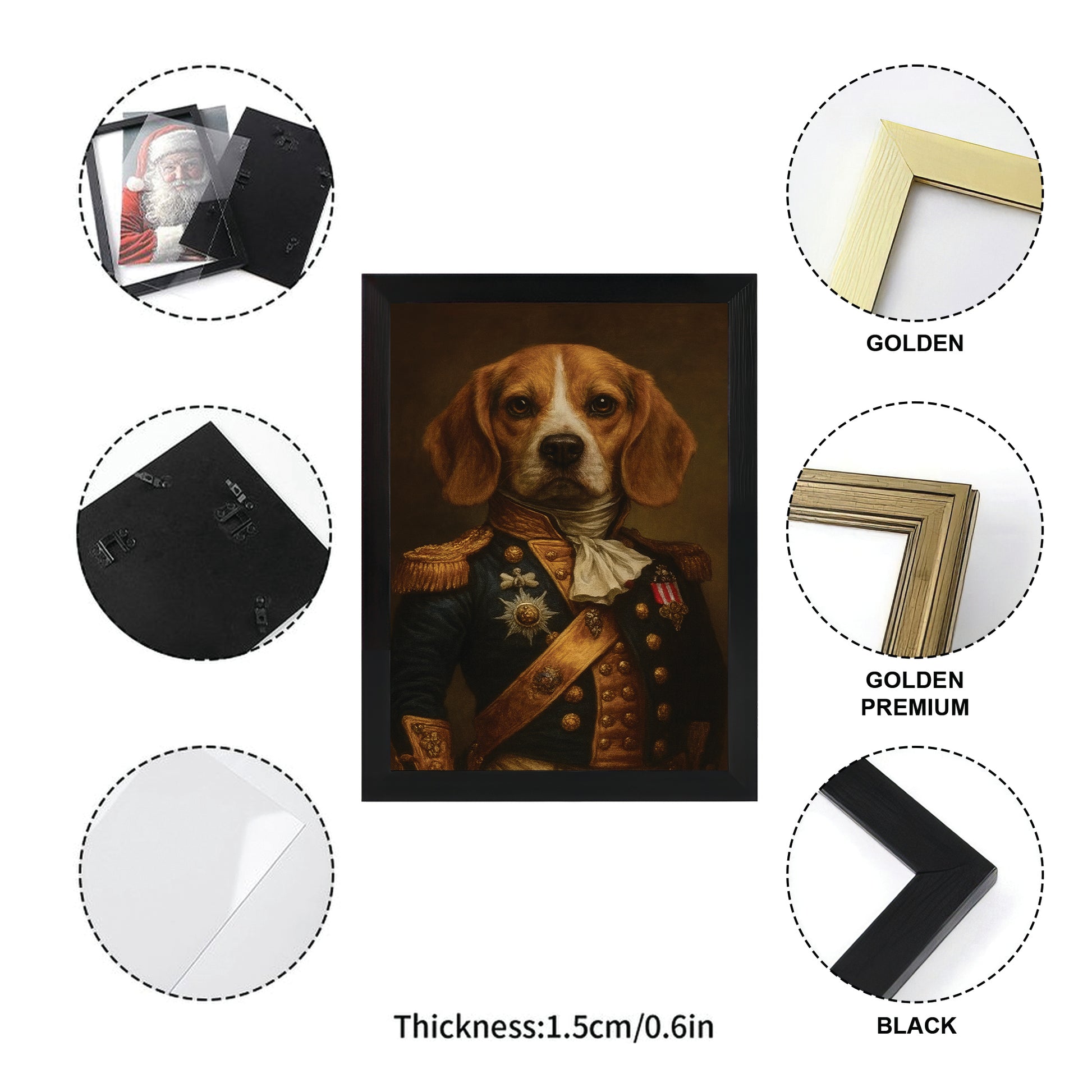 Custom Photo Dog Royal Style 02 Canvas Framed Wall Art Gift For Dog Lovers