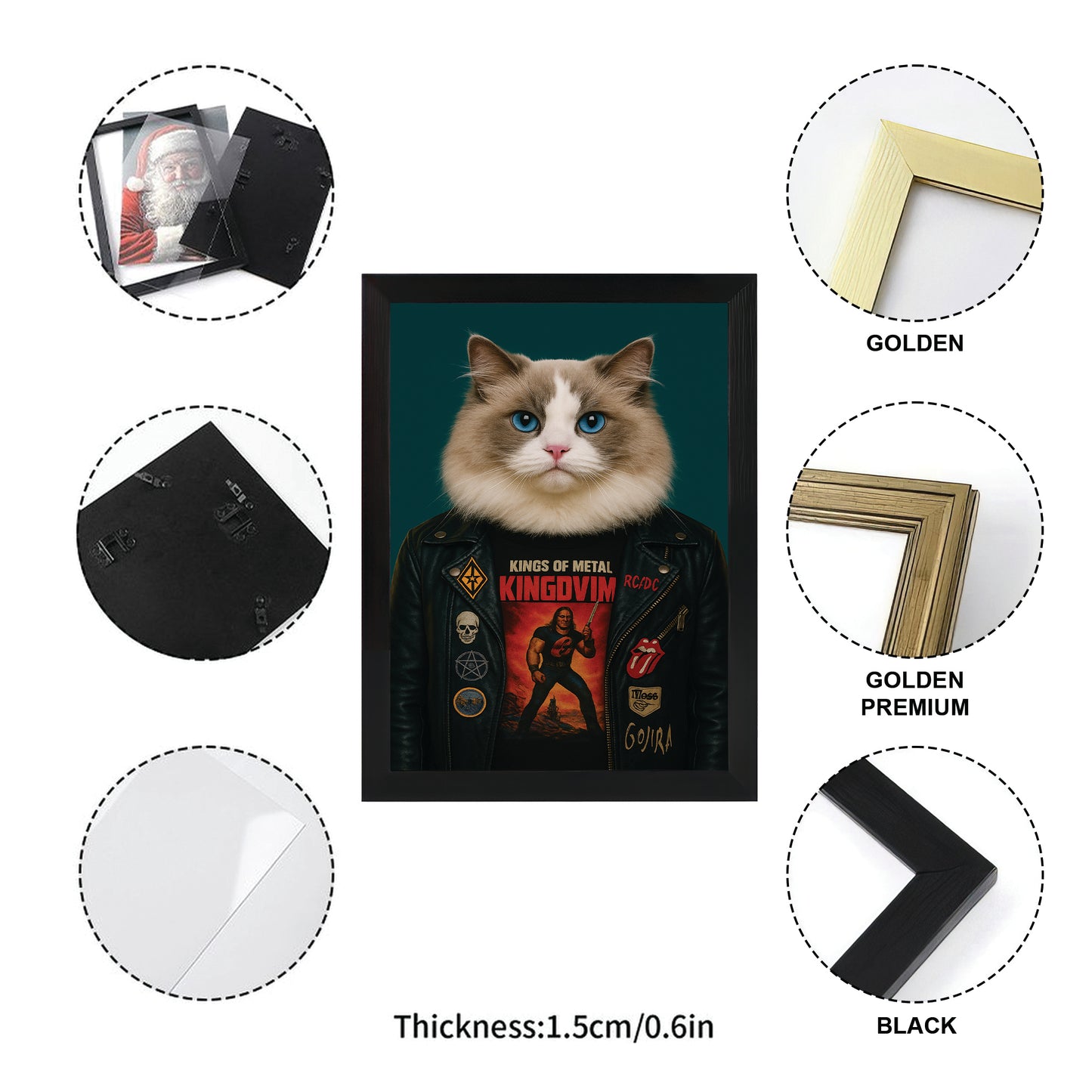 Custom Photo Cat Rock n Roll Canvas Framed Wall Art