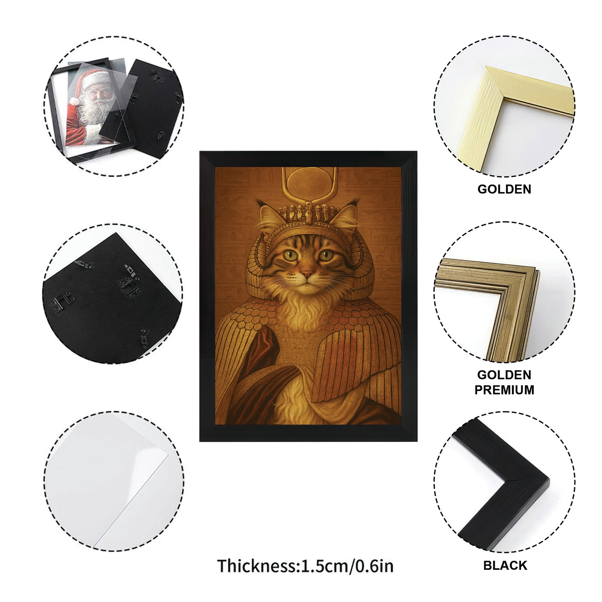 Custom Photo Cleopawtra Cat Canvas Framed Wall Art Gift For Cat Lovers