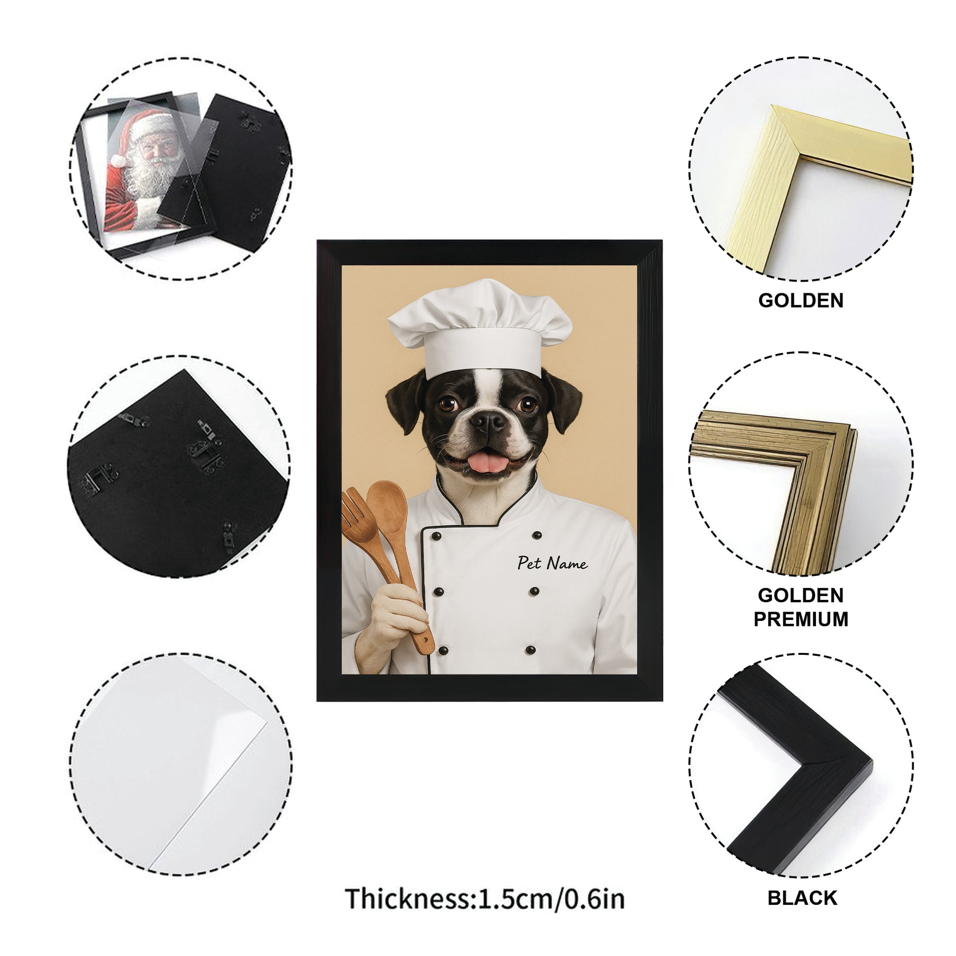 Custom Dog Chef Potrait Canvas Framed Wall Art Gift For Dog Lovers