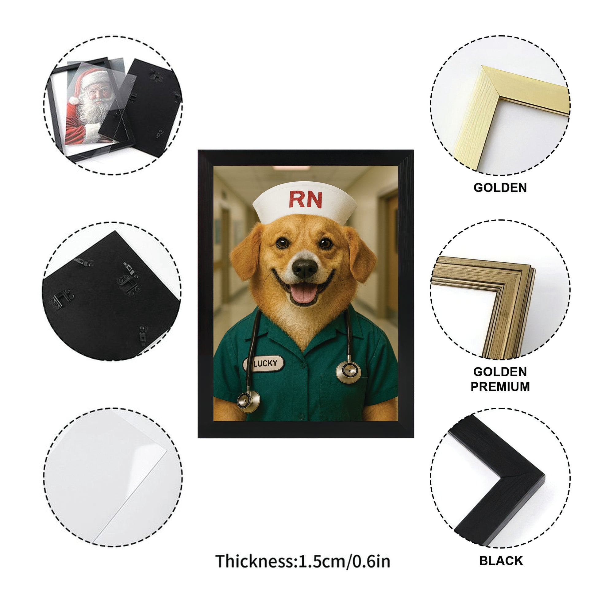 Custom Photo Registed Nurse Dog Canvas Framed Wall Art Gift For Dog Lovers
