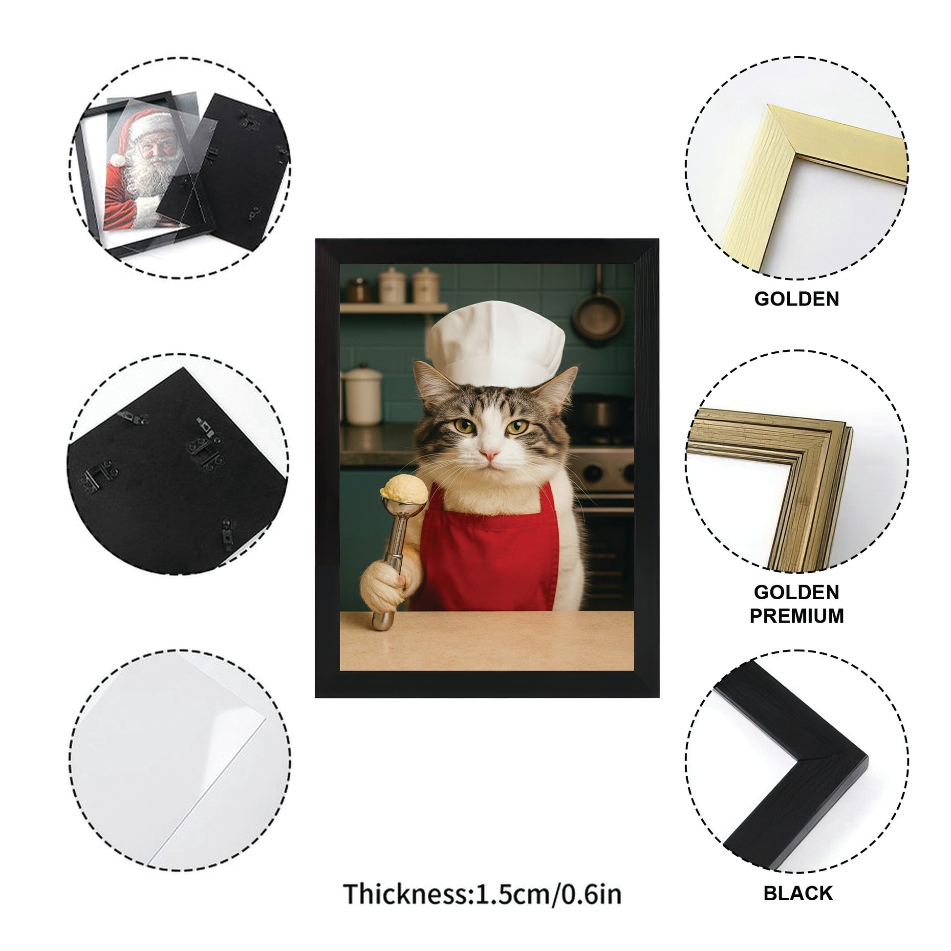Custom Photo Cat Chef Canvas Framed Wall Art  Gift For Cat Lovers