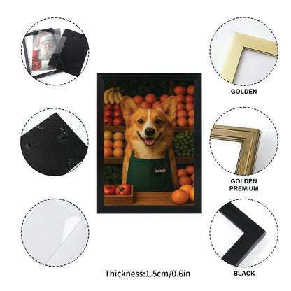 Custom Photo Grocer Store Dog Canvas Framed Wall Art Gift For Dog Lovers