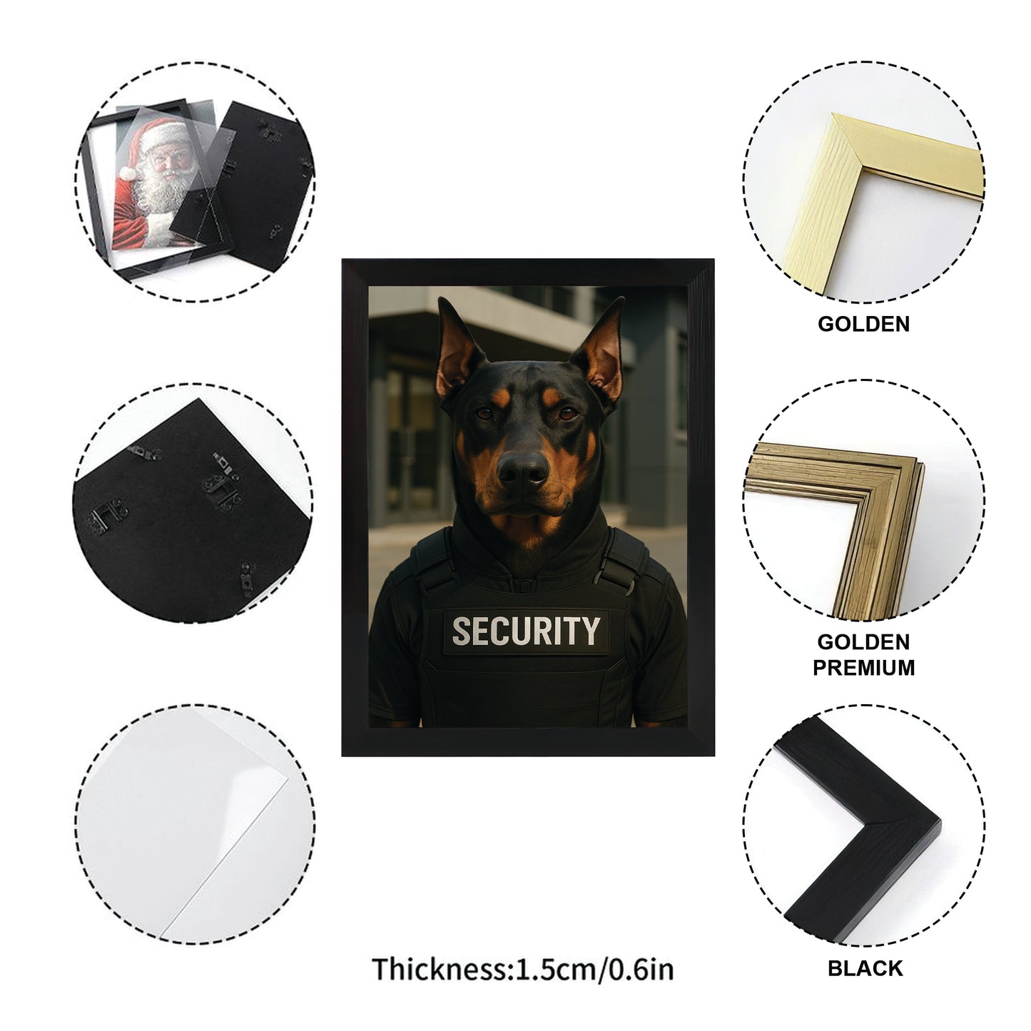 Custom Photo Security Guard Dog Canvas Framed Wall Art Gift For Dog Lovers