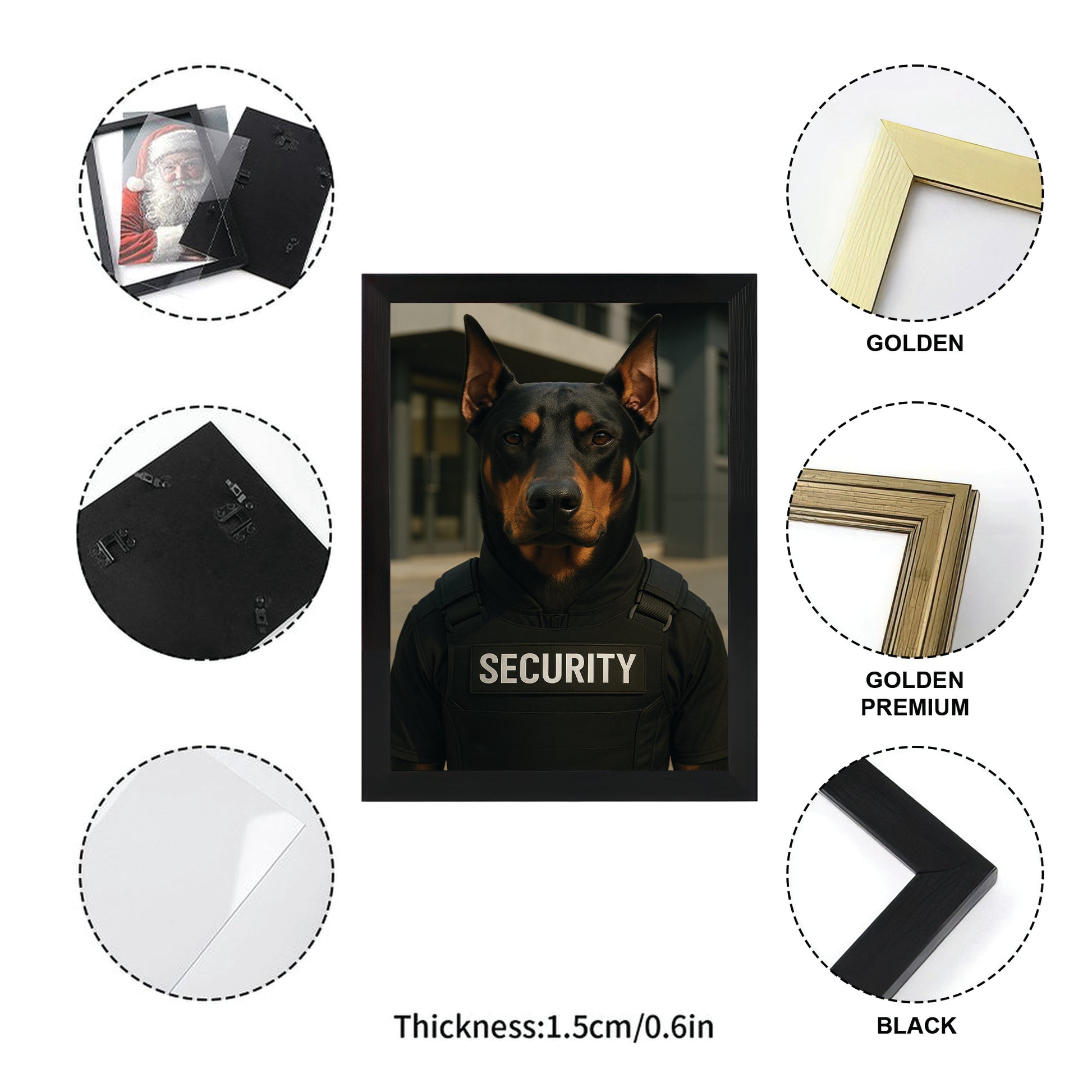 Custom Photo Security Guard Dog Canvas Framed Wall Art Gift For Dog Lovers