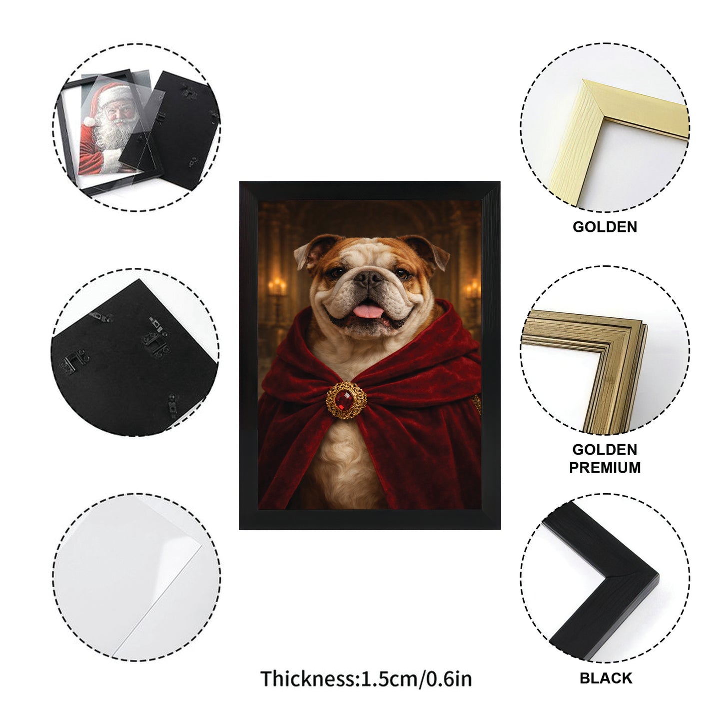 Custom Photo King Royal Dog Canvas Framed Wall Art Gift For Dog Lover