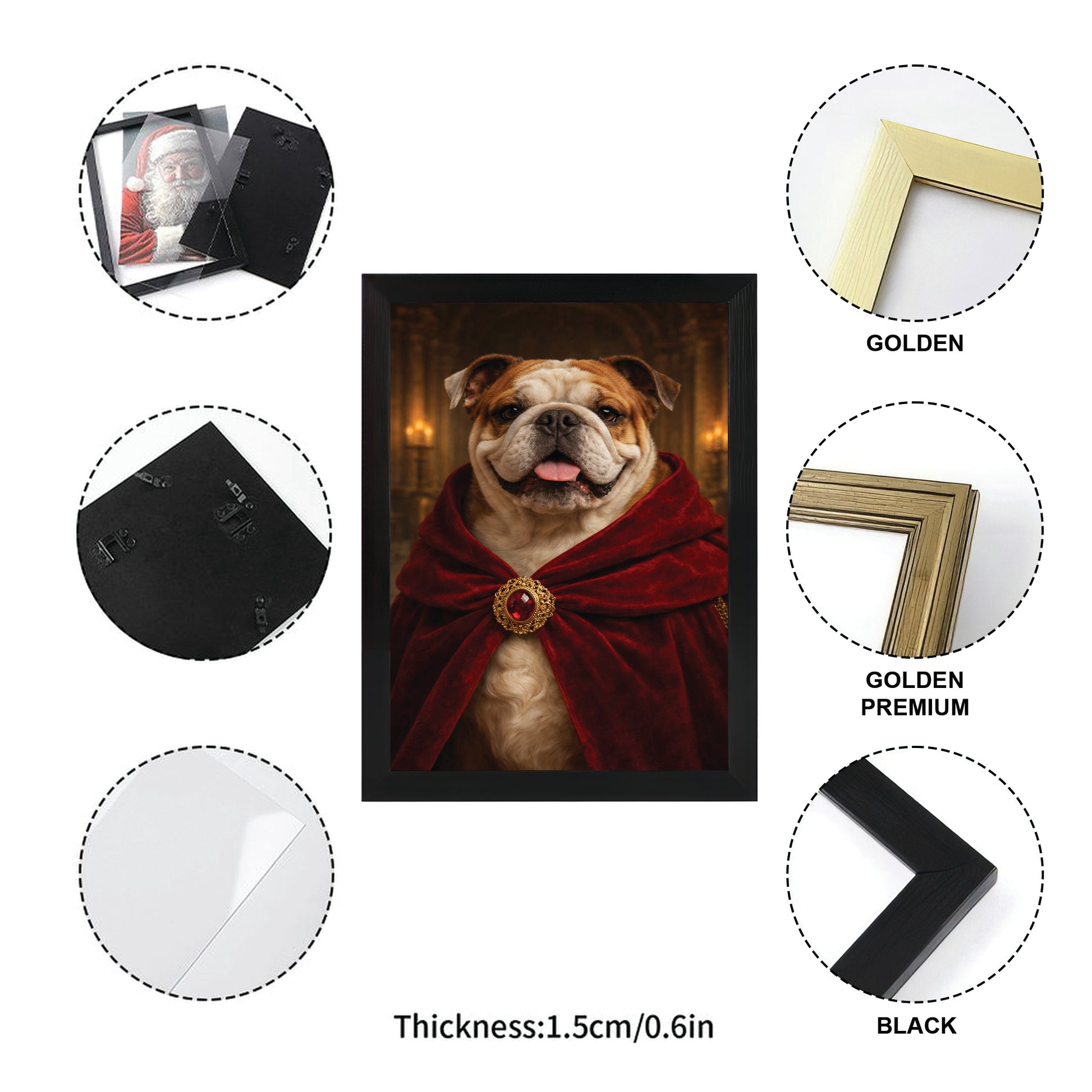 Custom Photo King Royal Dog Canvas Framed Wall Art Gift For Dog Lover