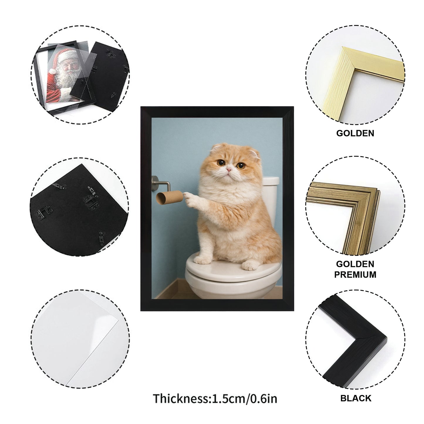 Custom Photo Cat Bathroom Style 33 Canvas Framed Wall Art Gift For Cat Lovers
