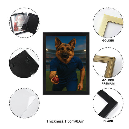Custom Photo Bowler Dog Canvas Framed Wall Art Gift For Dog Lovers
