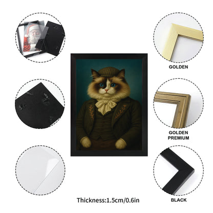 Custom Photo Detective Cat Canvas Framed Wall Art Gift For Cat Lovers