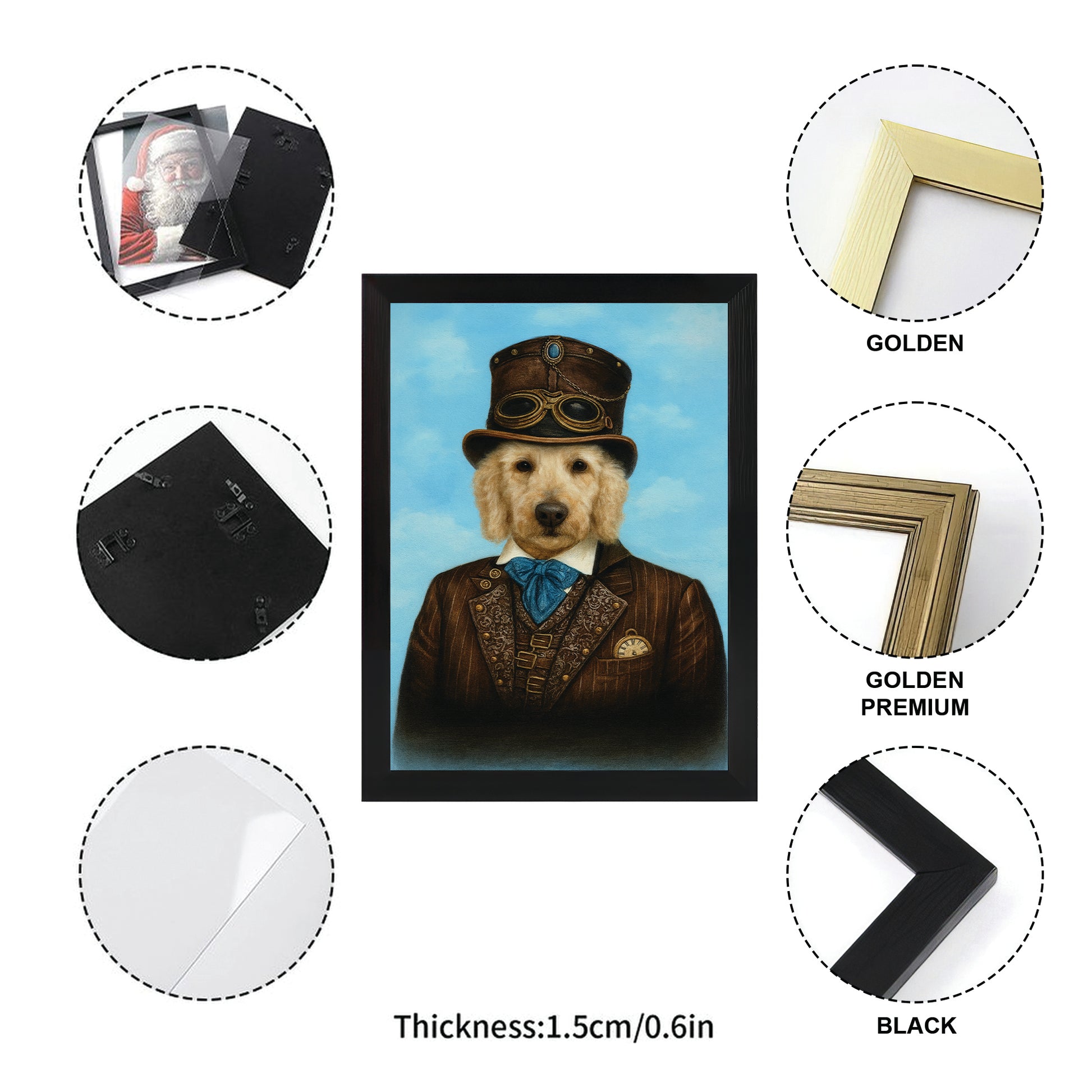 Custom Photo Pilot Dog Canvas Framed Wall Art Gift For Dog Lovers
