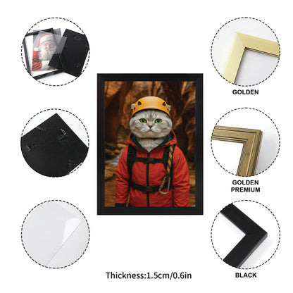 Custom Photo Canyoneering Slot Canyon Adventure Cat Canvas Framed Wall Art Gift For Cat Lovers