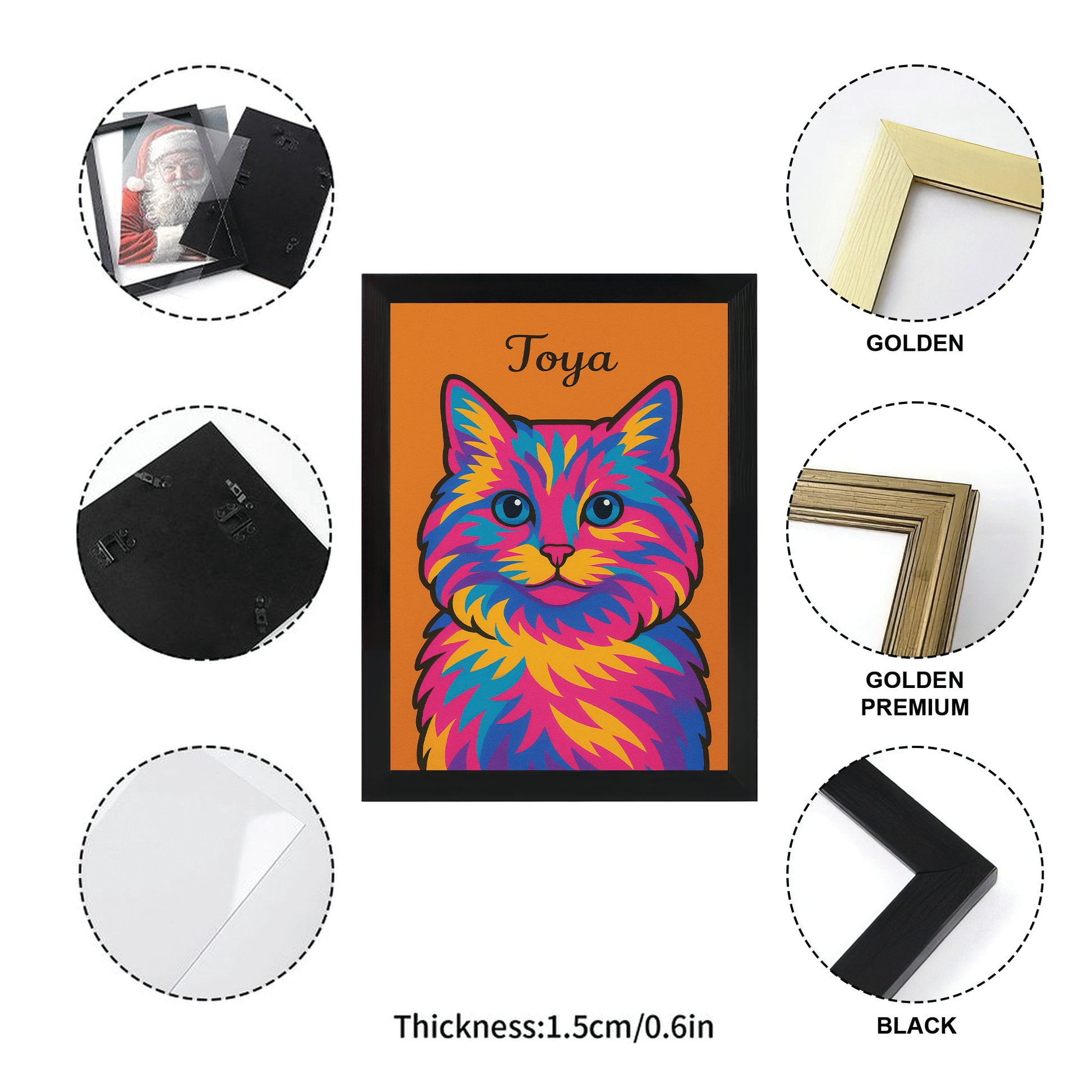 Custom Photo Minimalist Cat Canvas Framed Wall Art Gift For Cat Lovers