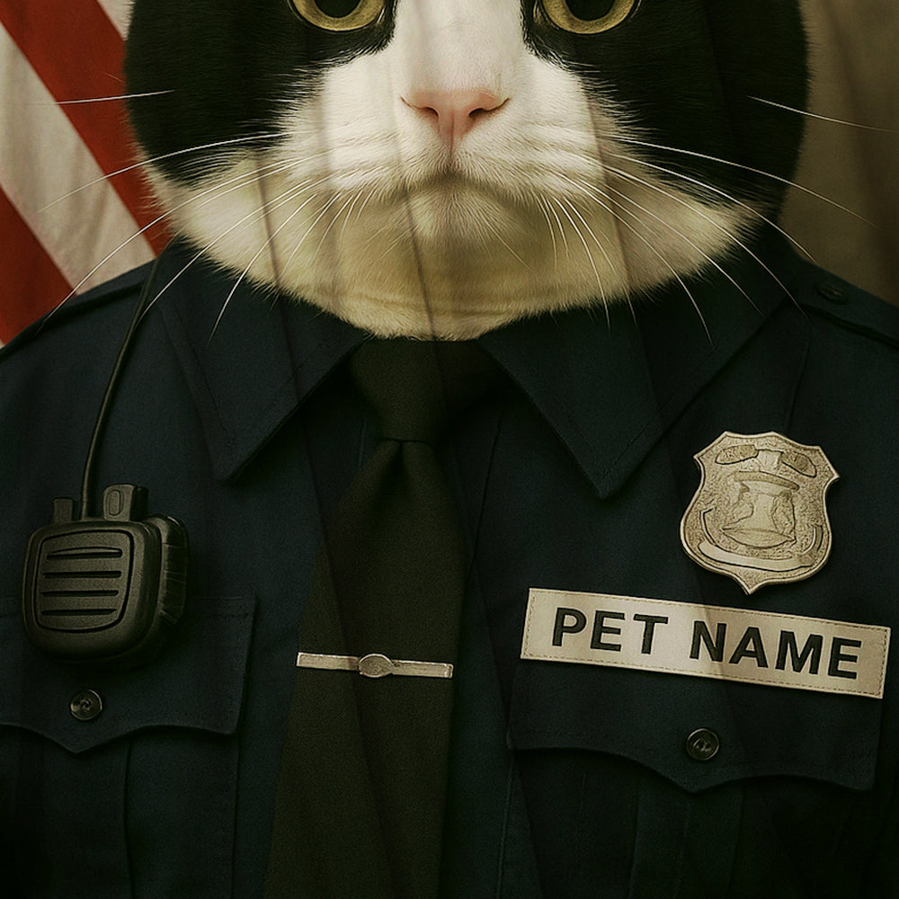 Custom Cat Photo Policeman Blanket _ Gift For Cat Lovers