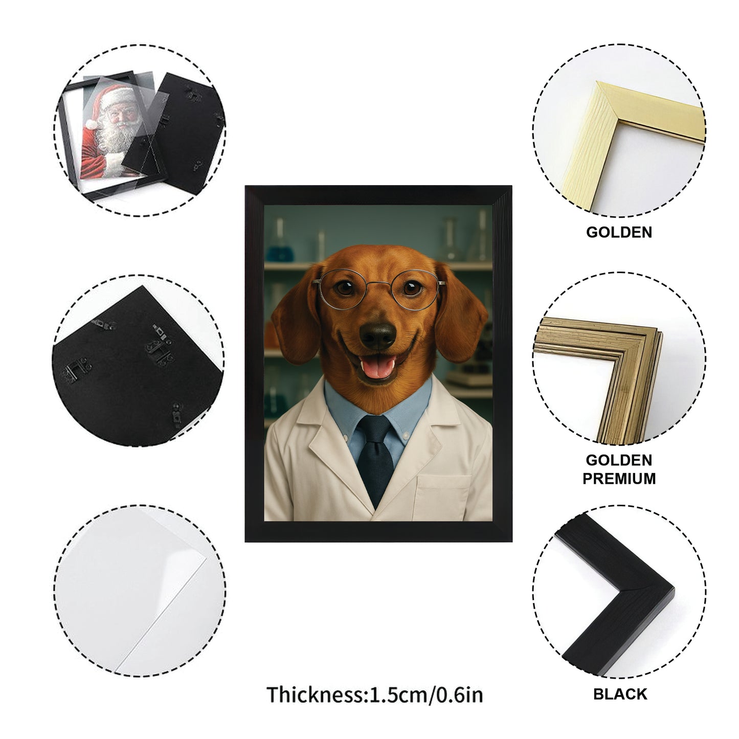 Custom Photo Scientist Dog Canvas Framed Wall Art Gift For Dog Lovers
