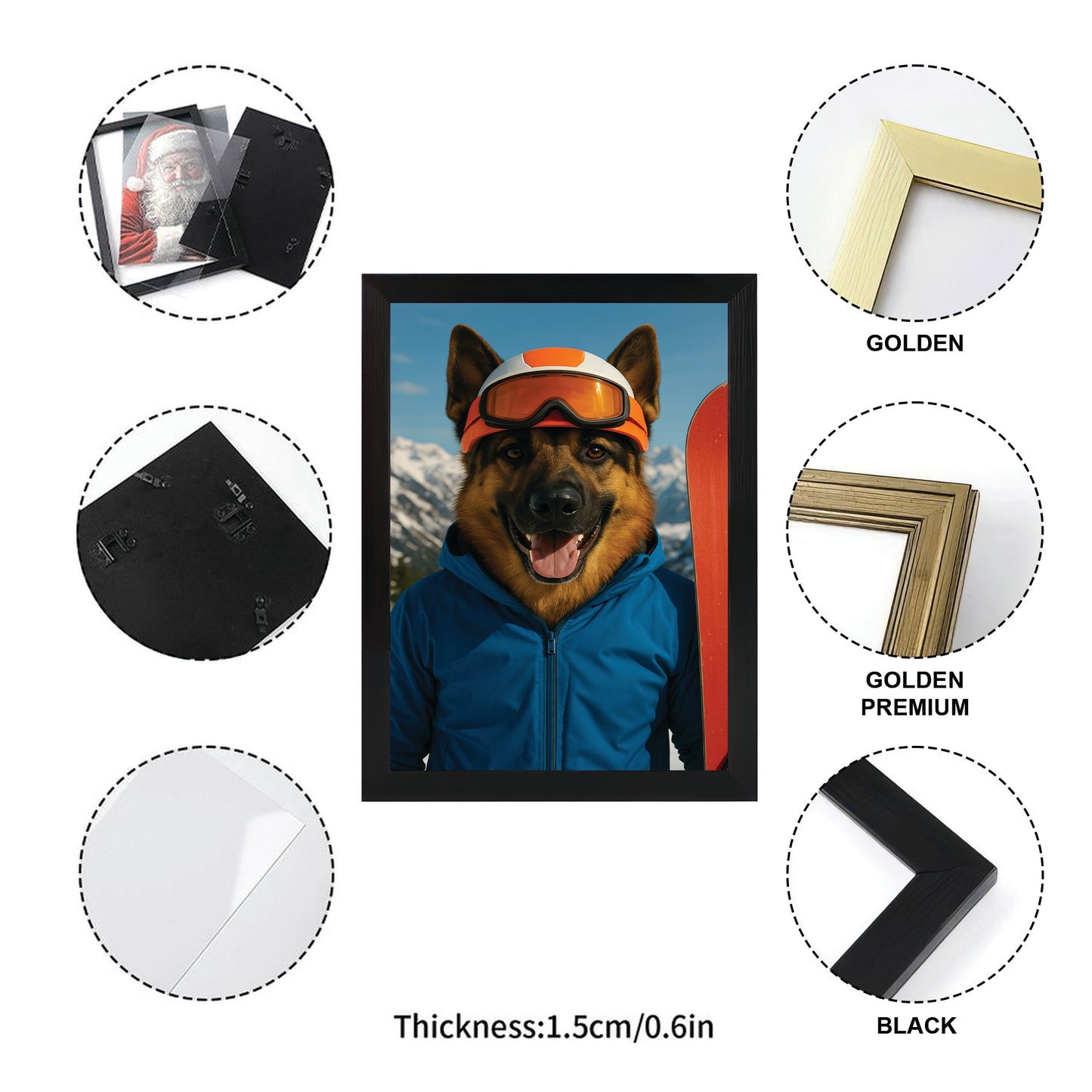 Custom Photo Snowboarder Dog Canvas Framed Wall Art Gift For Dog Lovers