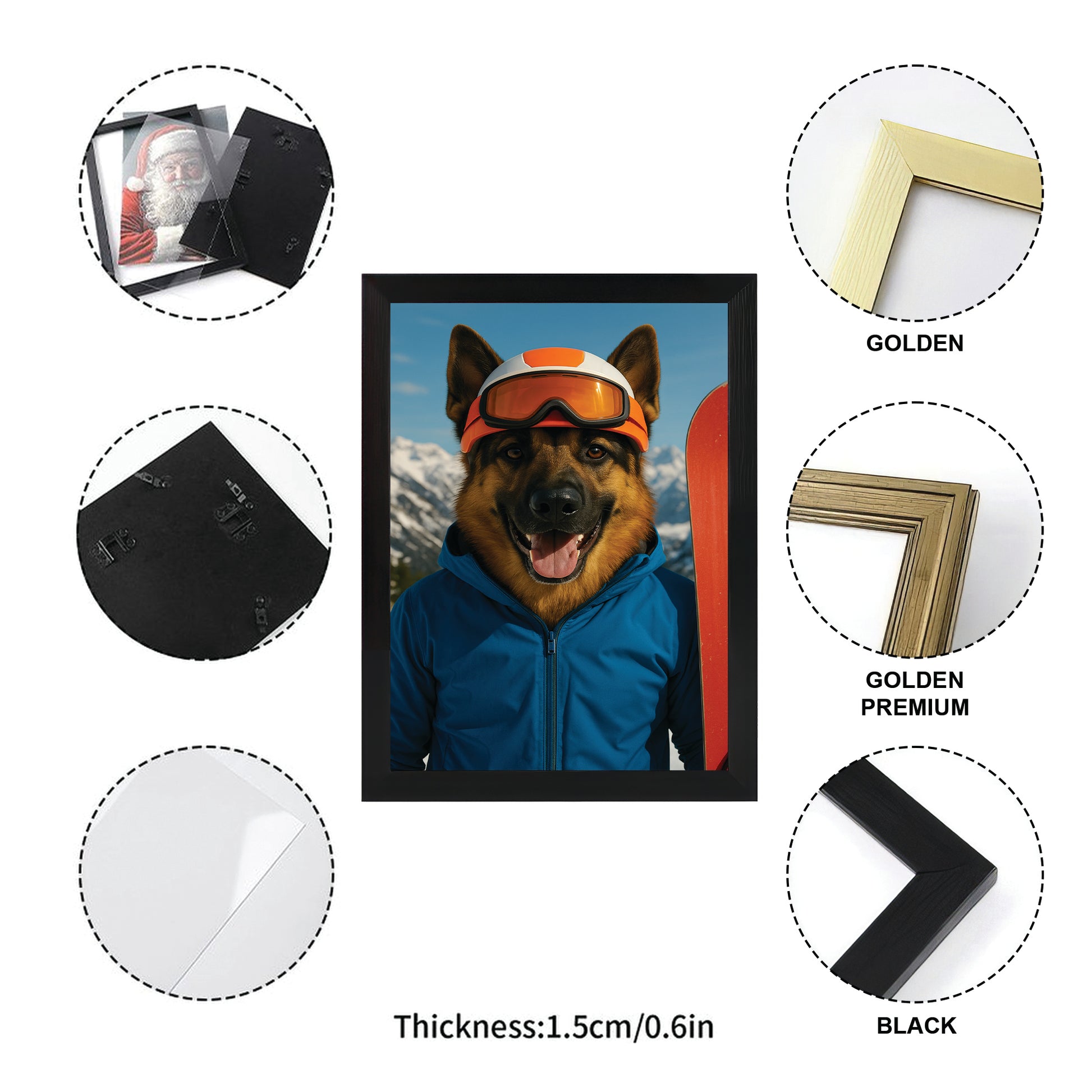 Custom Photo Snowboarder Dog Canvas Framed Wall Art Gift For Dog Lovers