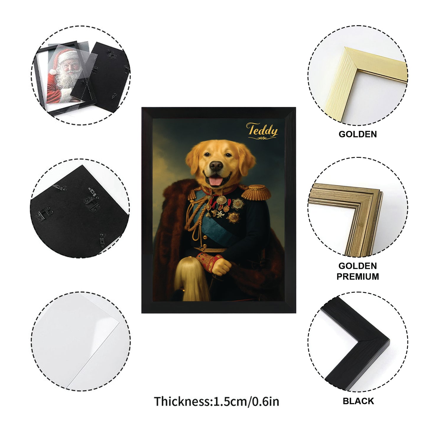 Custom Photo Imperial Minister Dog Canvas Framed Wall Art Gift For Dog Lovers