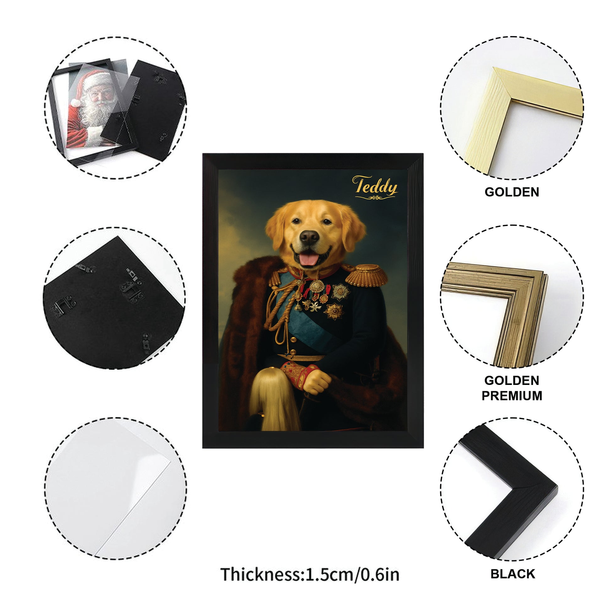 Custom Photo Imperial Minister Dog Canvas Framed Wall Art Gift For Dog Lovers