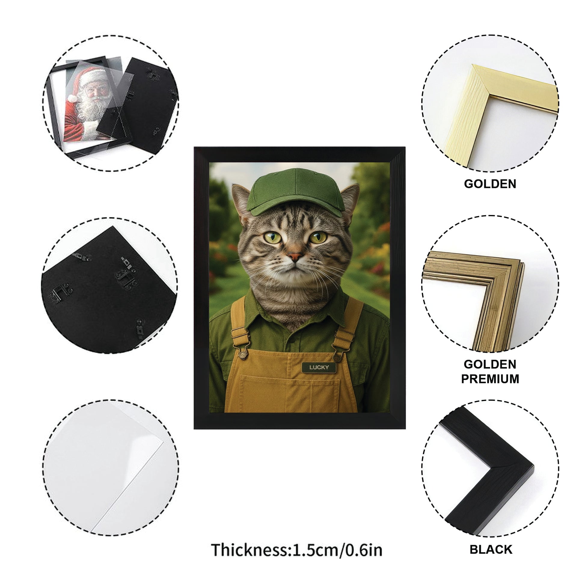 Custom Photo Gardener 2 Cat Canvas Framed Wall Art  Gift For Cat Lovers