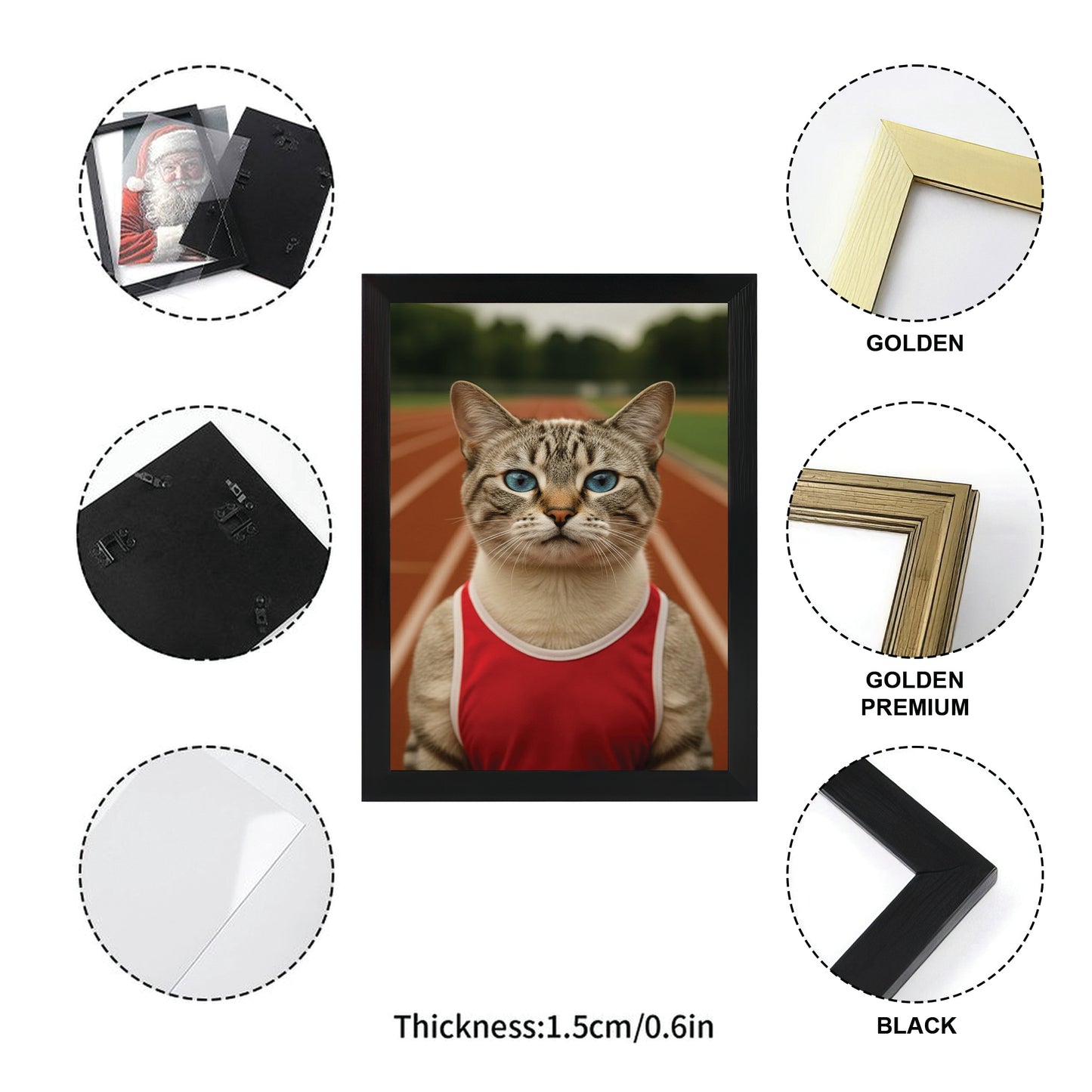 Custom Photo Runner Cat Canvas Framed Wall Art Gift For Cat Lovers