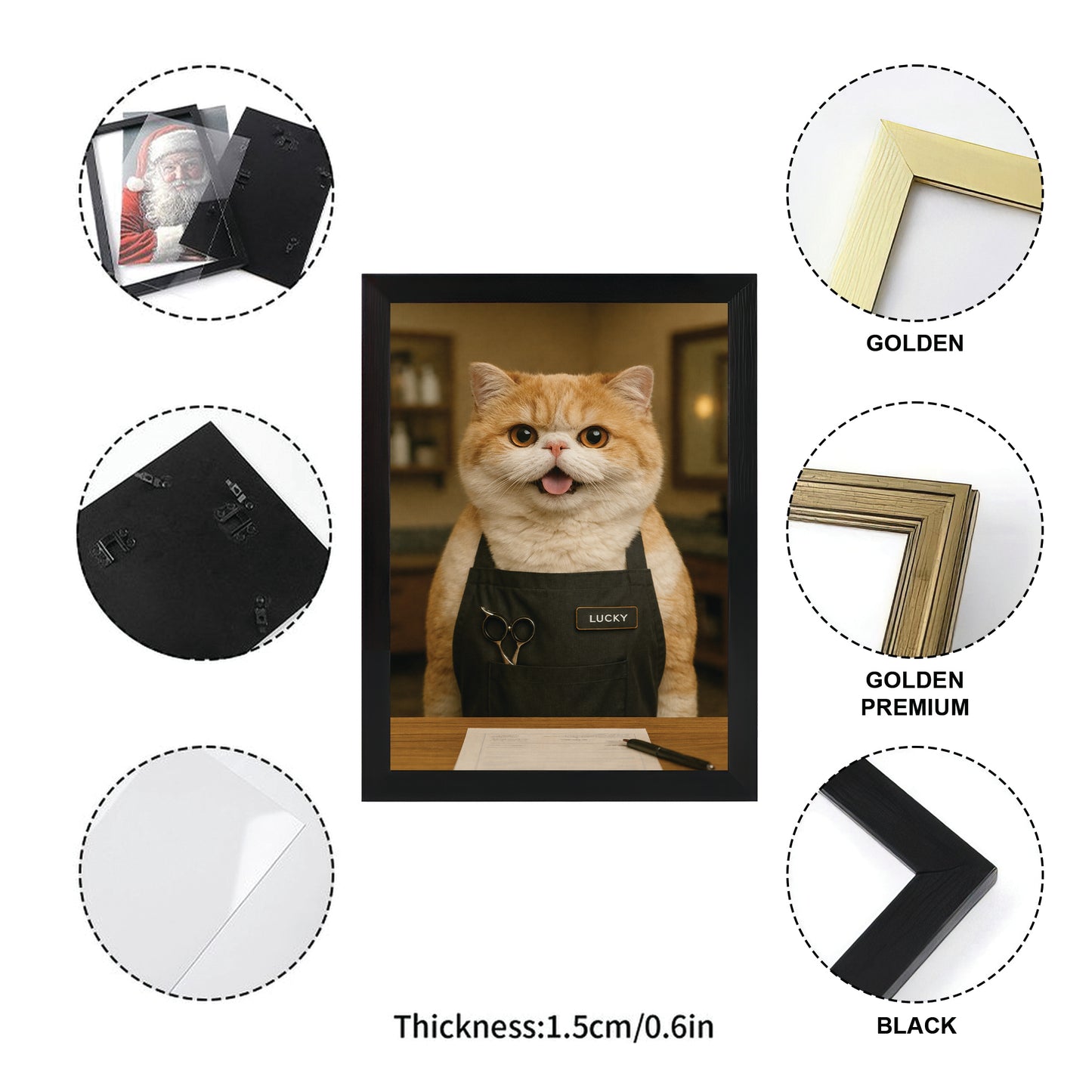 Custom Photo Groomer Cat Canvas Framed Wall Art  Gift For Cat Lovers