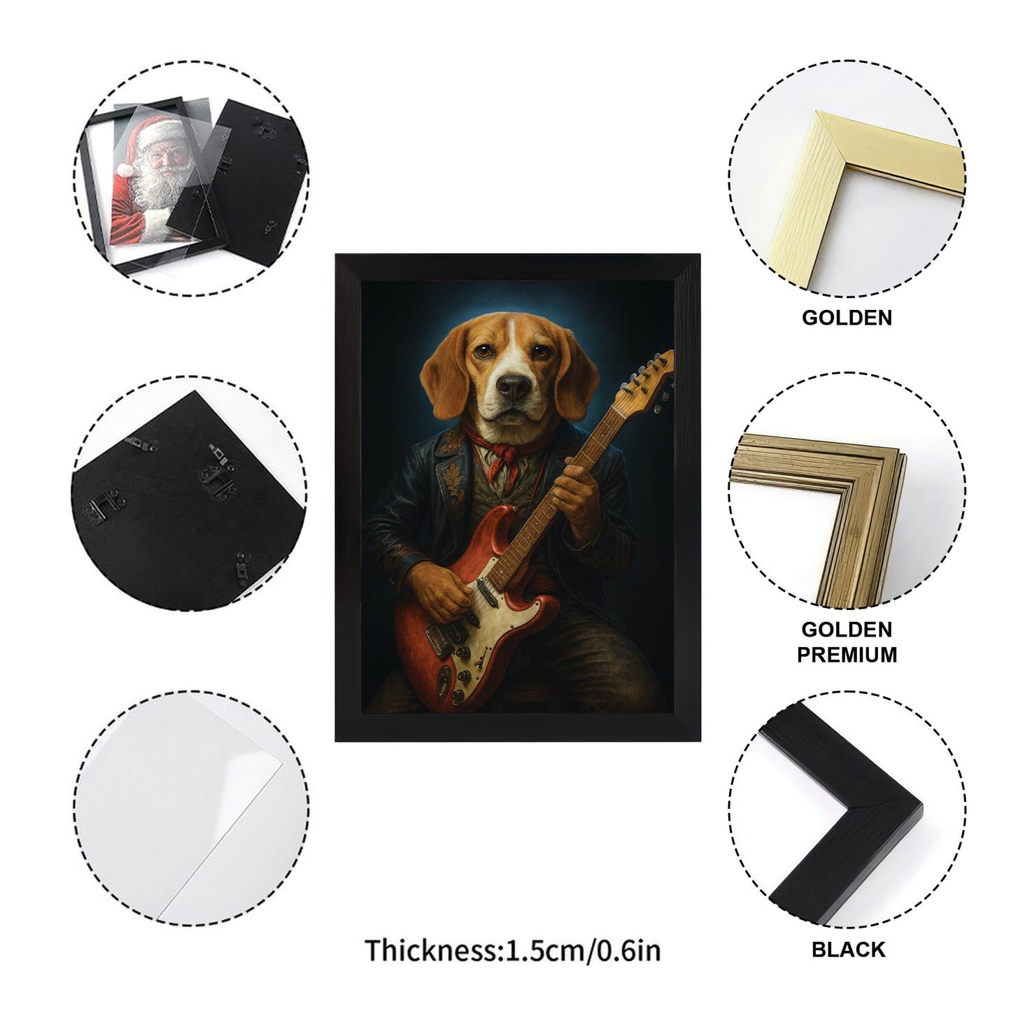Custom Photo Dog Rock n Roll Canvas Framed Wall Art Gift For Dog Lovers