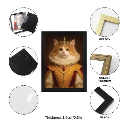 Custom Photo Cat Queen Royal Canvas Framed Wall Art Gift For Cat Lovers