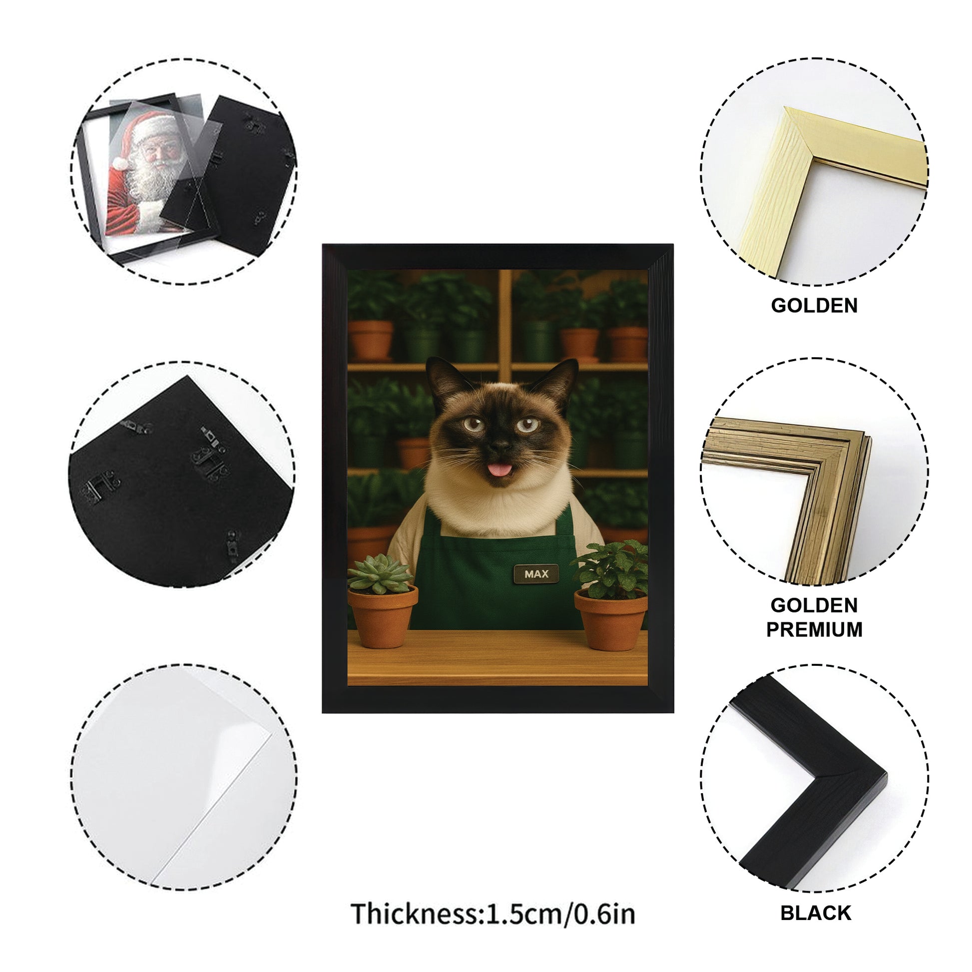 Custom Photo Gardener Cat Canvas Framed Wall Art  Gift For Cat Lovers