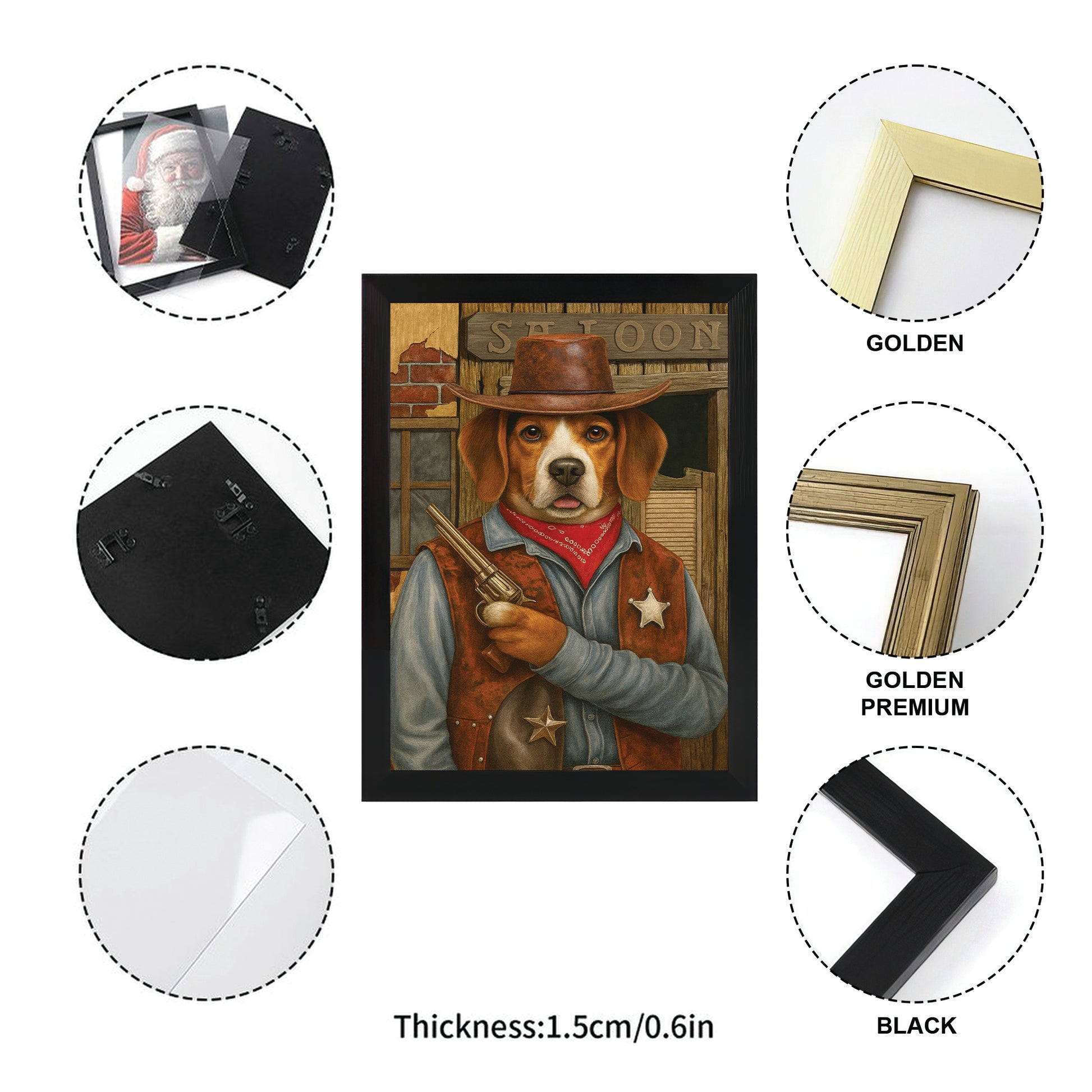 Custom Photo Dog Cowboy Canvas Framed Wall Art