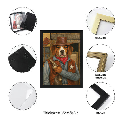 Custom Photo Dog Cowboy Canvas Framed Wall Art