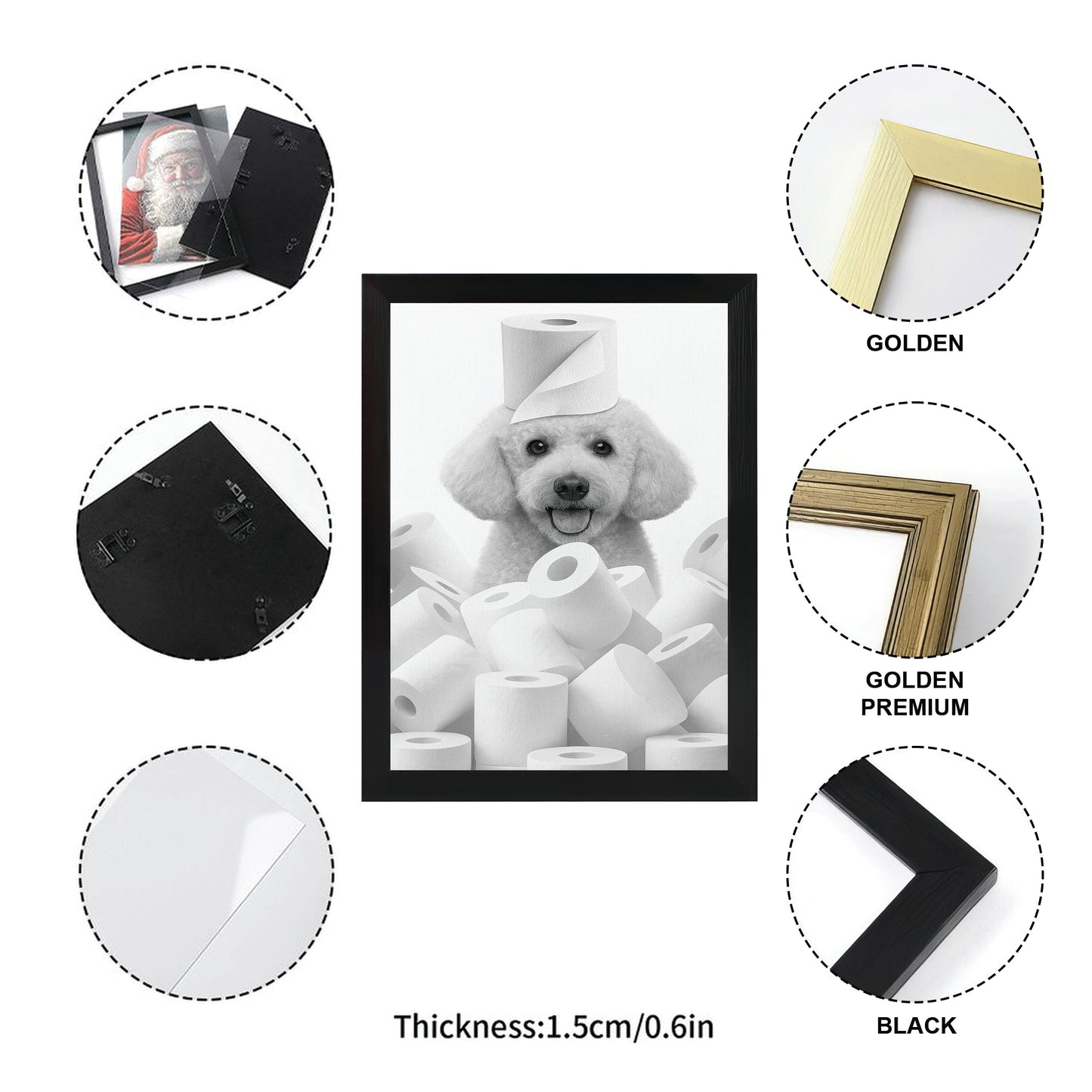 Custom Photo Dog Bathroom Canvas Framed Wall Art