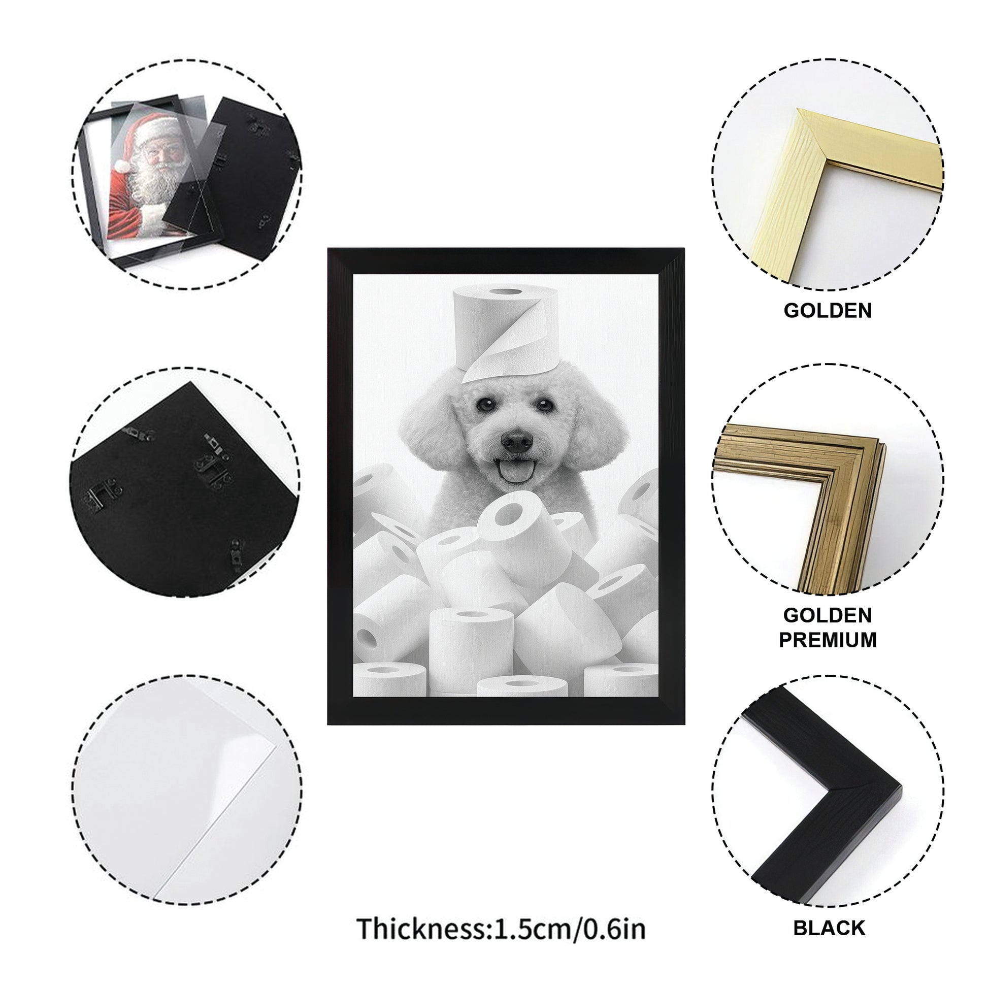 Custom Photo Dog Bathroom Canvas Framed Wall Art