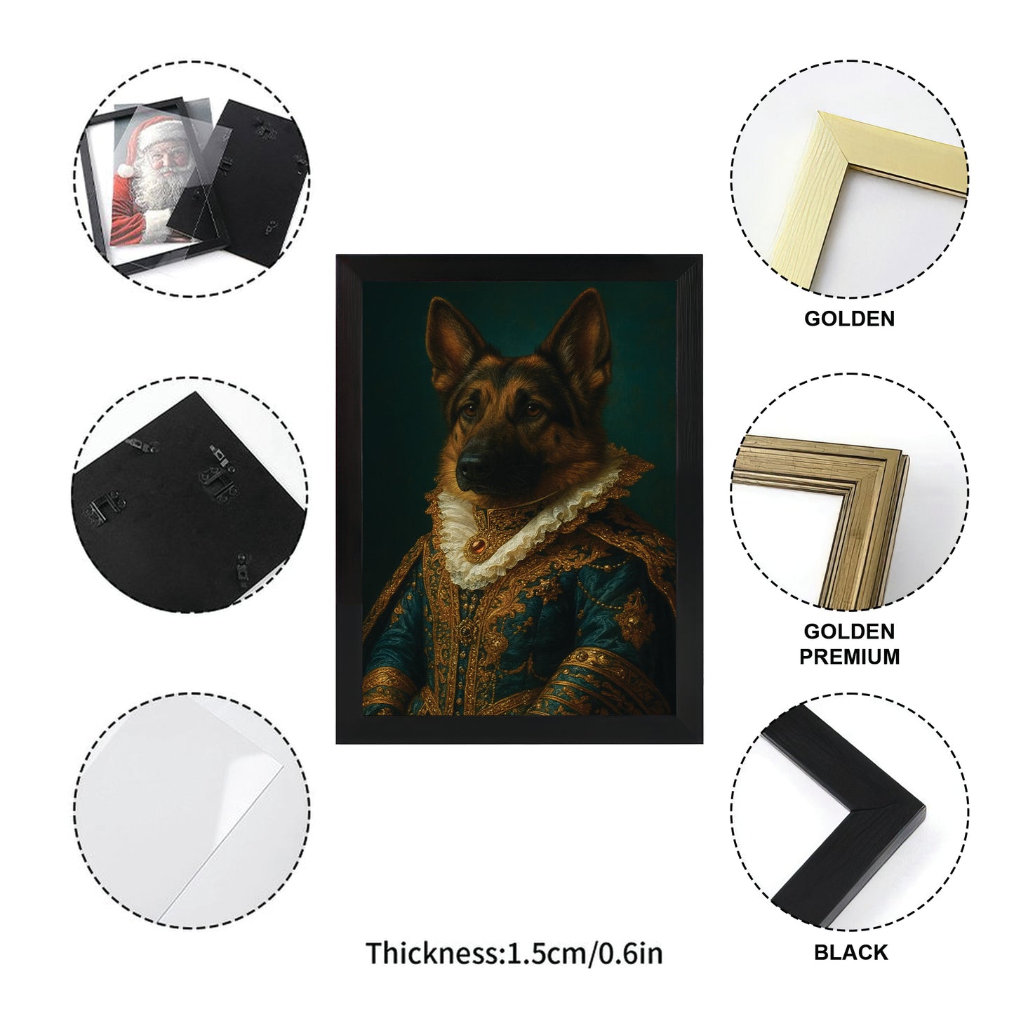 Custom Photo Dog Royal Style 4 Canvas Framed Wall Art Gift For Dog Lovers