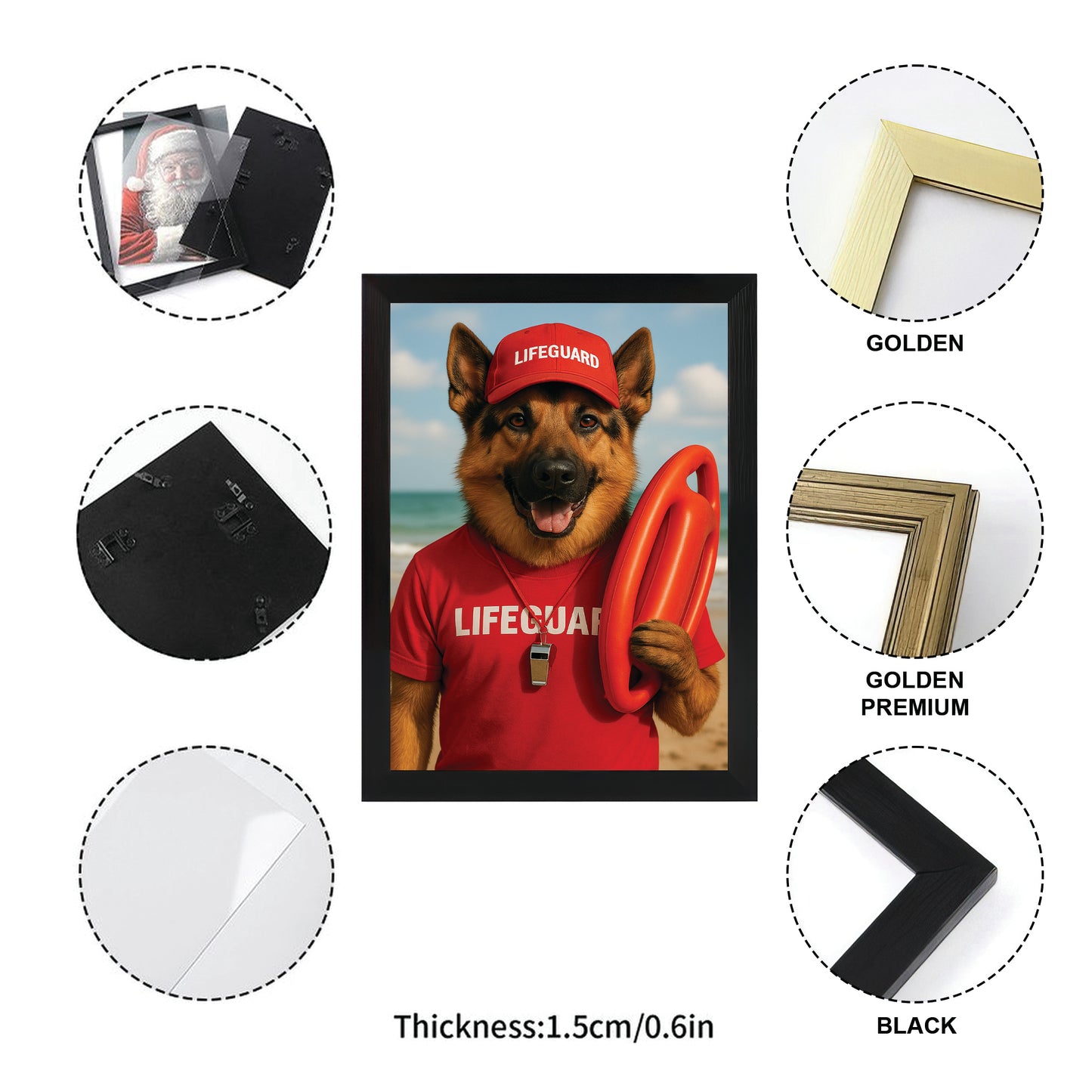 Custom Photo Lifeguard Dog Canvas Framed Wall Art Gift For Dog Lovers