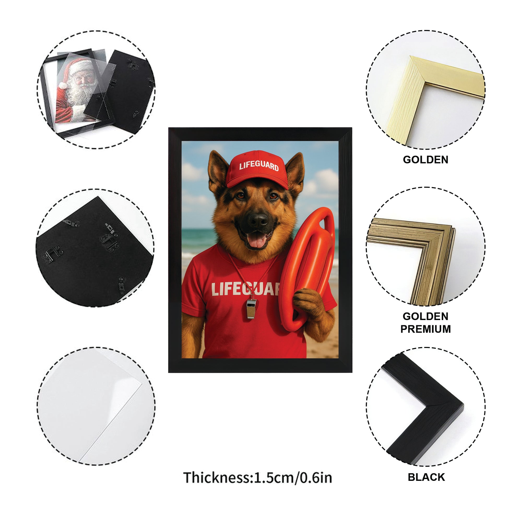 Custom Photo Lifeguard Dog Canvas Framed Wall Art Gift For Dog Lovers
