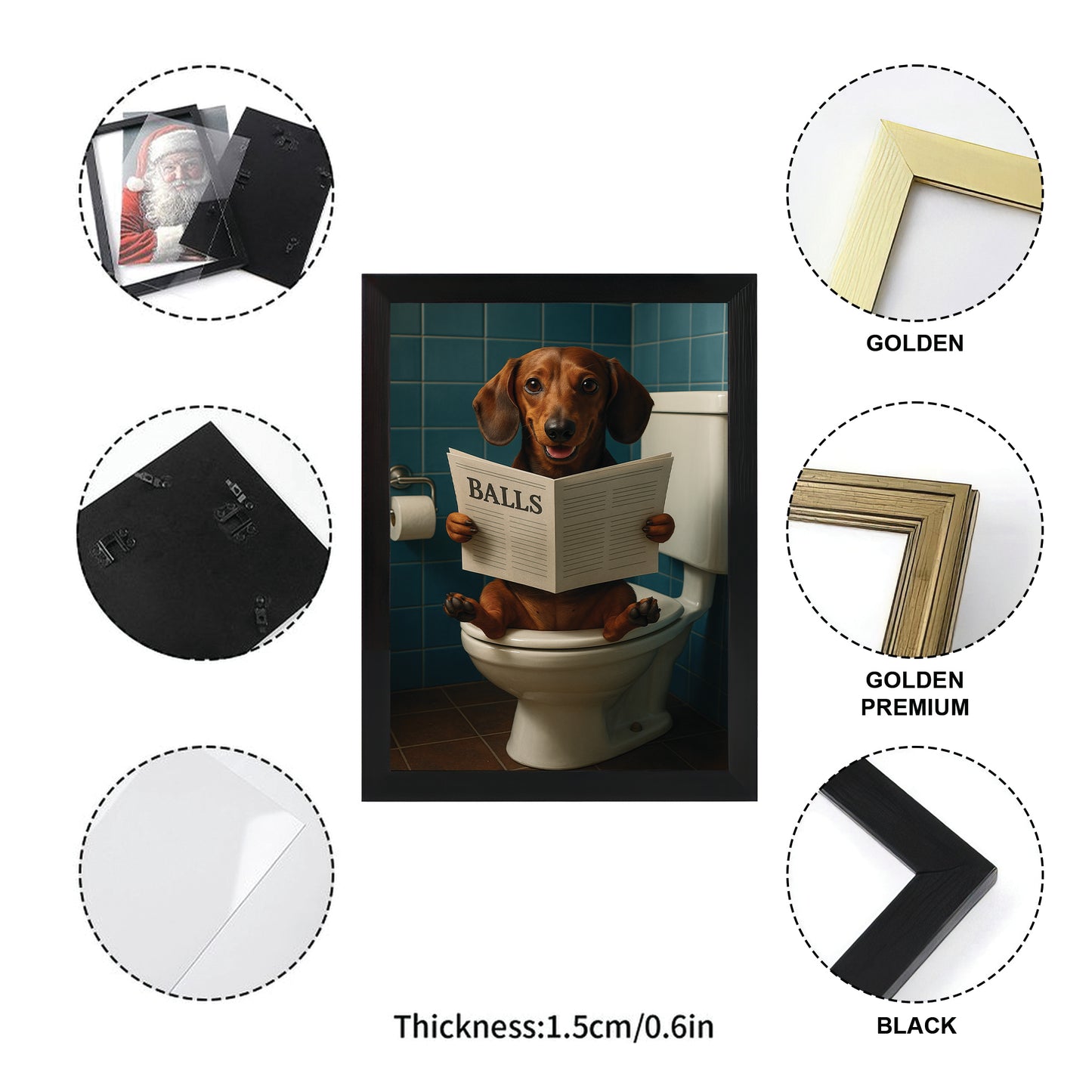 Custom Photo Dog Bathroom Style 7 Canvas Framed Wall Art Gift For Dog Lovers