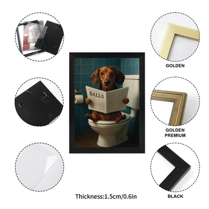 Custom Photo Dog Bathroom Style 7 Canvas Framed Wall Art Gift For Dog Lovers