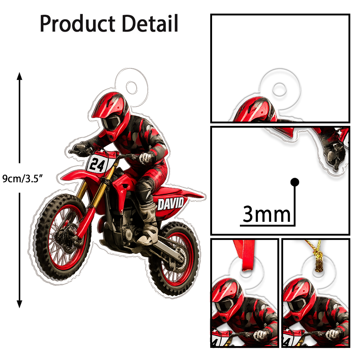 Personalized Motorbike Racing Boy Xmas Acrylic Ornament Christmas Gift