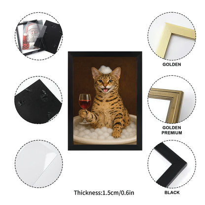 Custom Photo Cat Bathroom Style 27 Canvas Framed Wall Art Gift For Cat Lovers